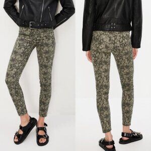 NWT Zara High Waisted Skinny Pants Green Animal Print Size 4 Pants New Tags Boho